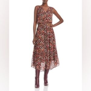 Ramy Brooke Sleeveless Floral Midi Dress in Burgundy
